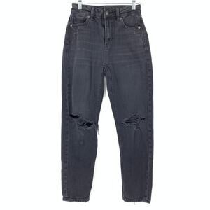 American Eagle Outfitters Jeans Women's Size 000 Short Mom Straight Black Wash